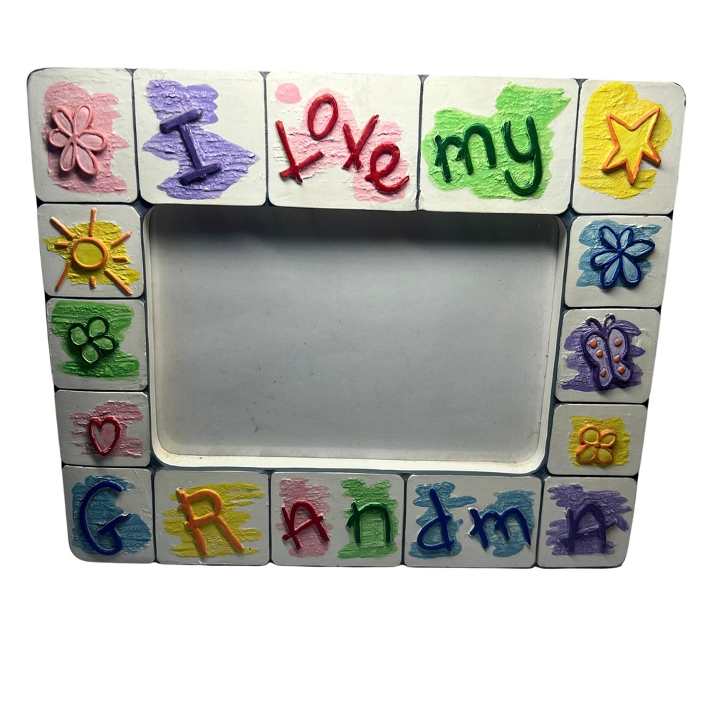 I Love My Grandma Picture Frame Kidcore Aesthetic Colorful 3D Ceramic Gift